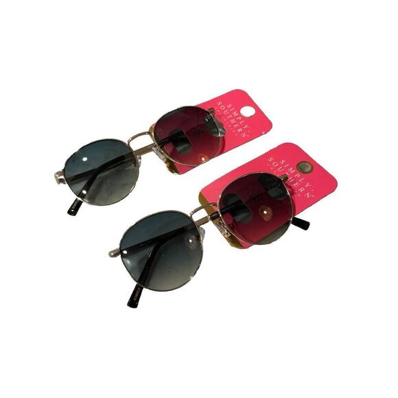 Lot Of 2 SIMPLY SOUTHERN Gold Wire Round Frame‎ Boho Sunglasses Sunnies 9008 NWT - Picture 1 of 8